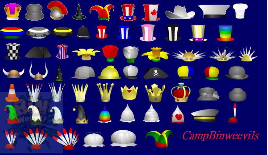 The Hats you can get in BINWEEVILS « Camp BINWEEVILS